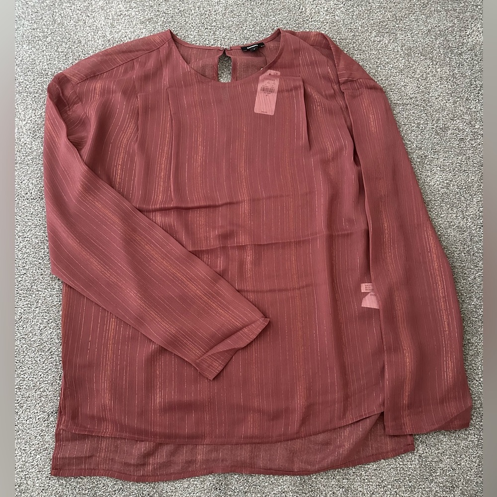Metallic Sheer Long Sleeve Top